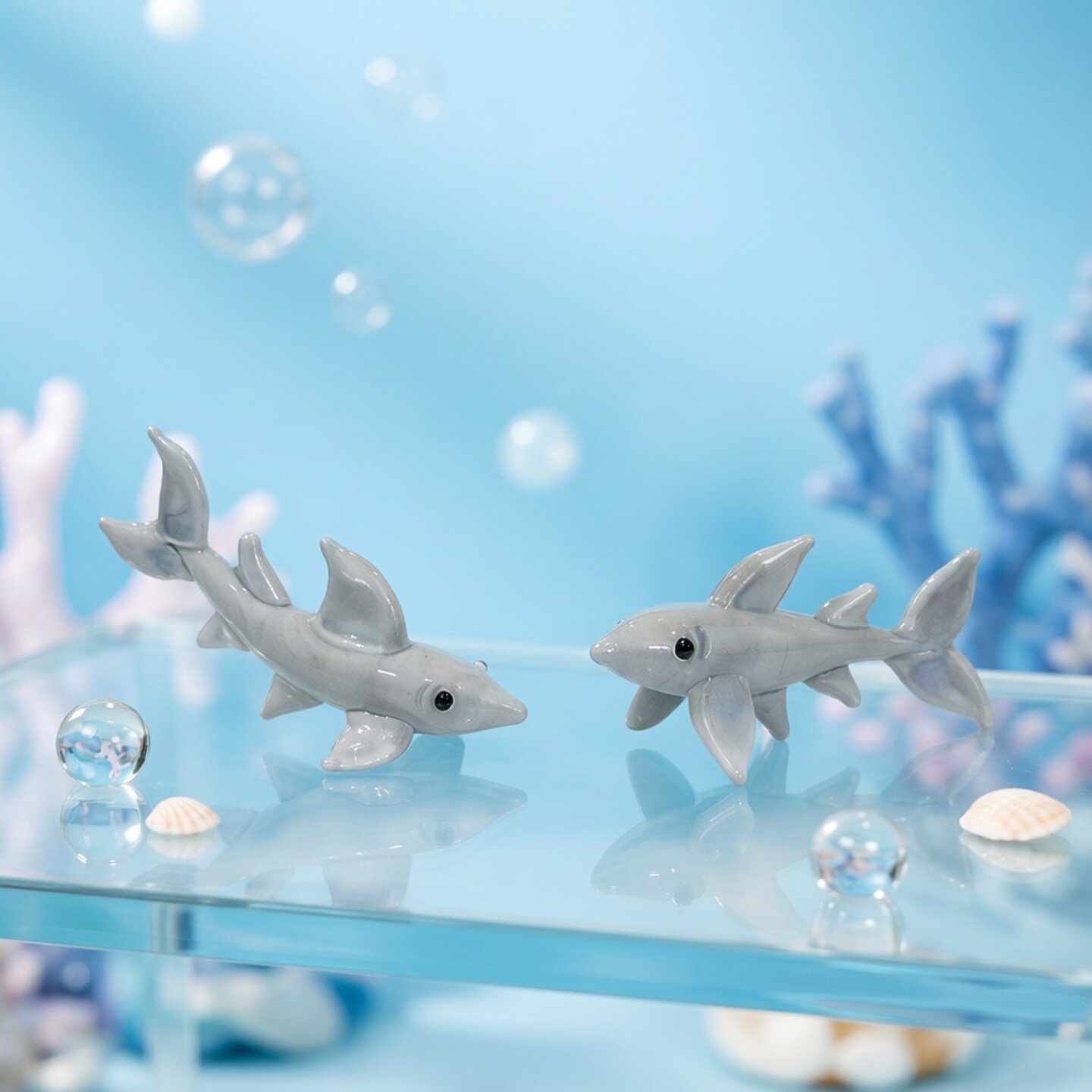 Marine Aquarium Orp - El Yapımı Mini Cam Köpekbalığı Figürü