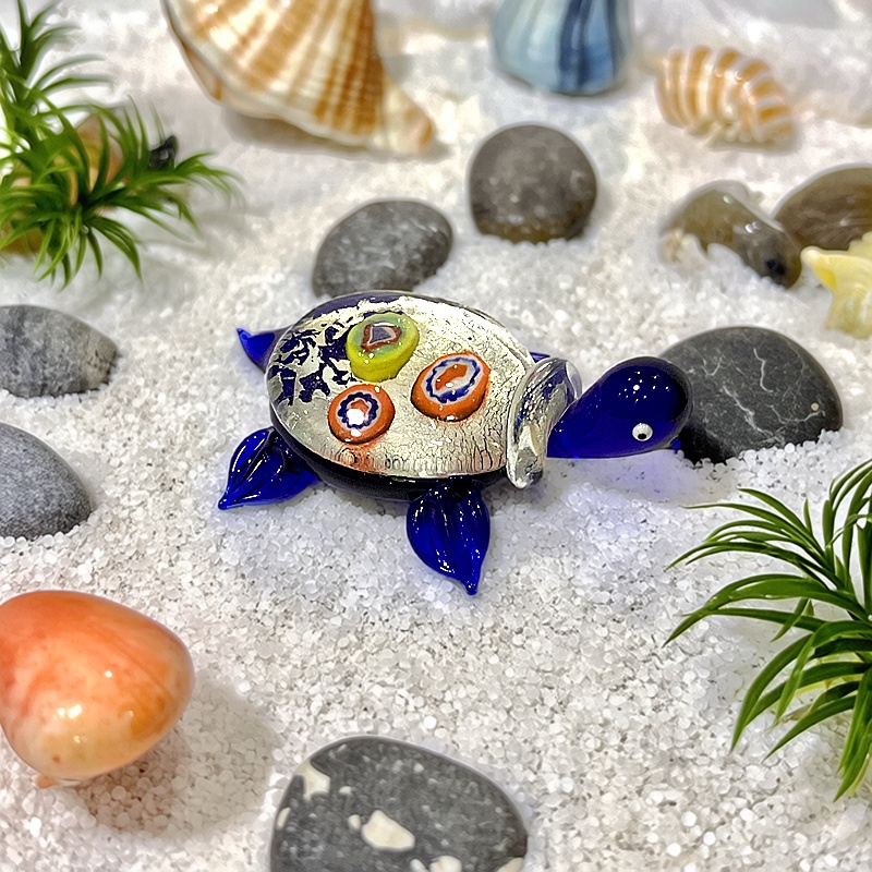Marine Aquarium Orp - El Yapımı Mini Cam Kaplumbağa Figürü