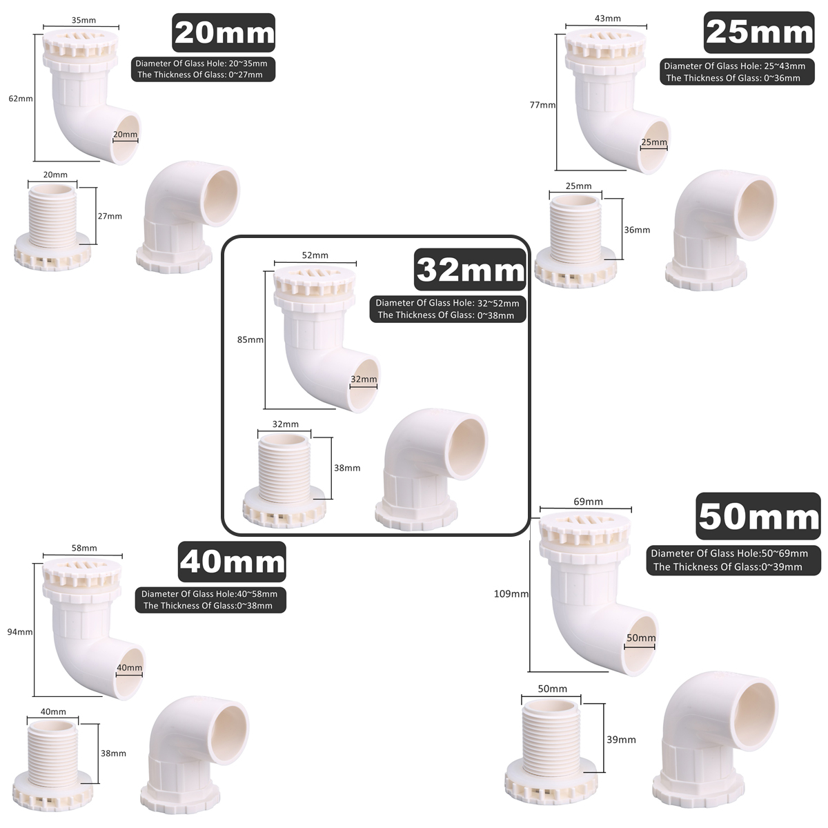 1 adet 20/25/32/40/50mm PVC bo - Marine Aquarium Overflow incelemesi ve fiyatı